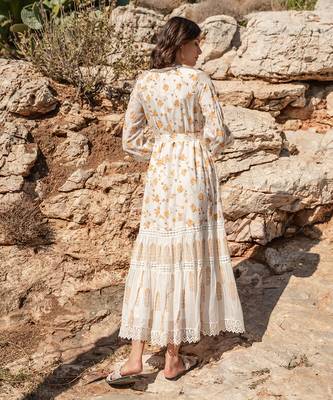 White Cracker Printed Overlapping Dress 3