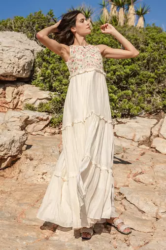 Beige Mulmul Dress