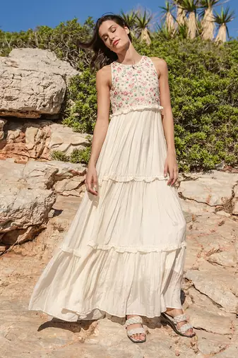 Beige Mulmul Dress