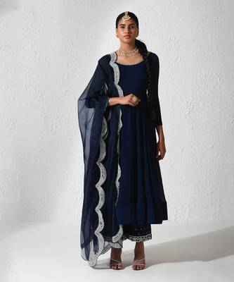 Midnight Blue Stella  Anarkali Set 1
