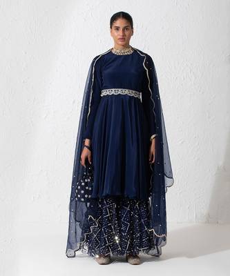 Midnight Blue Zaria Anarkali Set 1