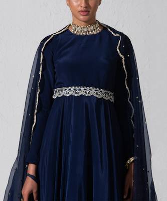 Midnight Blue Zaria Anarkali Set 2