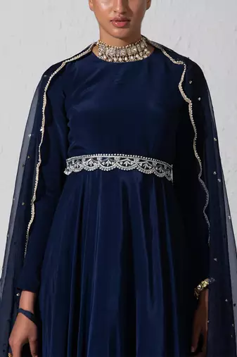 Midnight Blue Zaria Anarkali Set