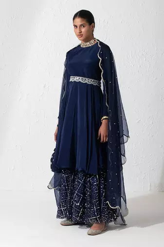 Midnight Blue Zaria Anarkali Set