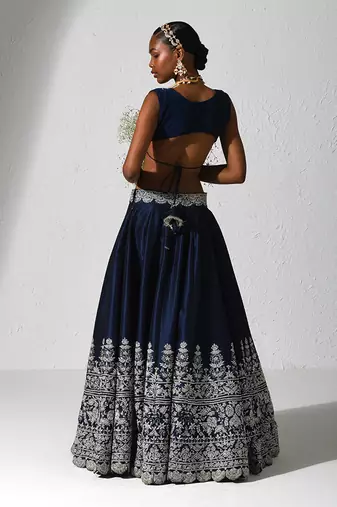 Midnight Blue Lista Lehenga Set