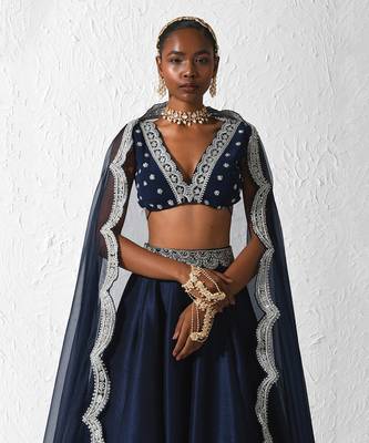 Midnight Blue Lista Lehenga Set 3