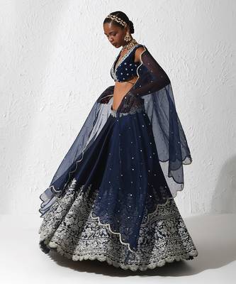 Midnight Blue Lista Lehenga Set 4