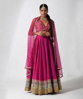 Hot Pink Retro Twirl Lehenga Set 1