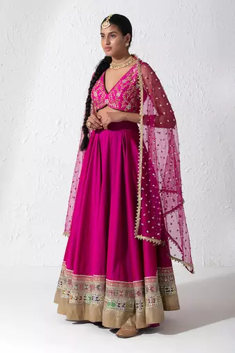 Hot Pink Retro Twirl Lehenga Set