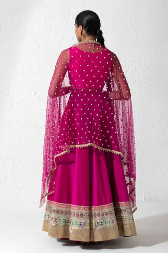 Hot Pink Retro Twirl Lehenga Set