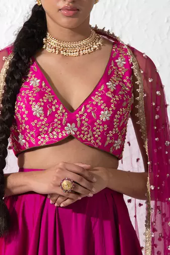 Hot Pink Retro Twirl Lehenga Set