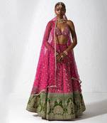 Hot Pink And Green Raisel Lehenga Set