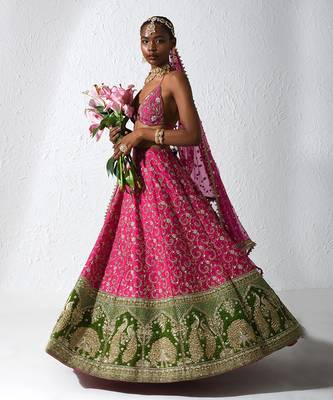 Hot Pink And Green Raisel Lehenga Set 2