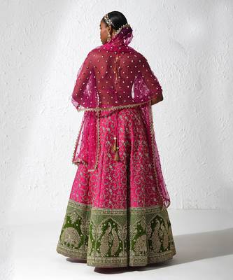 Hot Pink And Green Raisel Lehenga Set 4