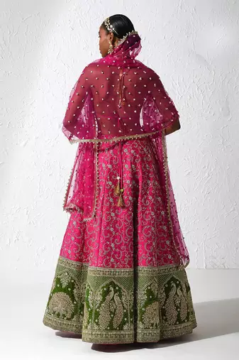 Hot Pink And Green Raisel Lehenga Set