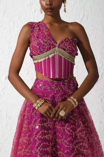 Hot Pink Rosella Lehenga Set