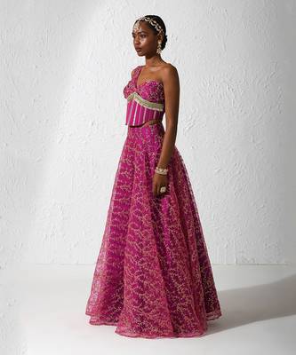 Hot Pink Rosella Lehenga Set 3