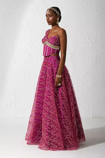 Hot Pink Rosella Lehenga Set