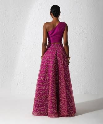 Hot Pink Rosella Lehenga Set 4