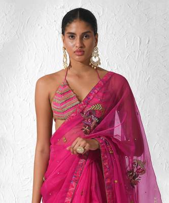 Hot Pink Fuschia Bliss Saree Set 3