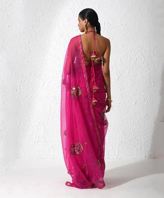 Hot Pink Fuschia Bliss Saree Set 4