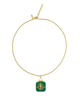 Zariin Gold Dipped Dream of the Past Green Onyx Pendant Necklace 5