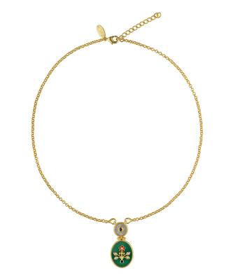 Zariin Gold Dipped Vintage Queen Green Onyx Pendant Necklace 4