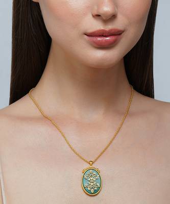 Zariin Gold Dipped Reflection of You Green Onyx Pendant Necklace 1