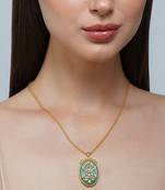 Zariin Gold Dipped Reflection of You Green Onyx Pendant Necklace