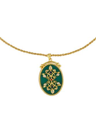 Zariin Gold Dipped Reflection of You Green Onyx Pendant Necklace 4