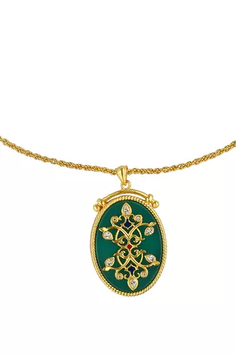 Zariin Gold Dipped Reflection of You Green Onyx Pendant Necklace
