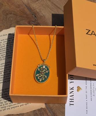 Zariin Gold Dipped Reflection of You Green Onyx Pendant Necklace 5