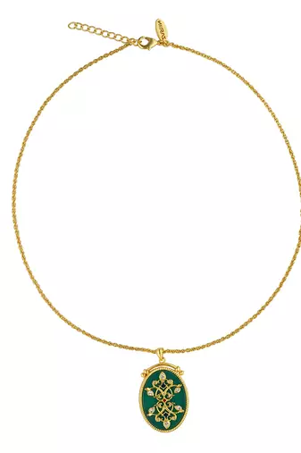 Zariin Gold Dipped Reflection of You Green Onyx Pendant Necklace