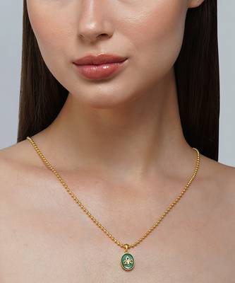 Zariin Gold Dipped In Her Footsteps Green Onyx Pendant Necklace 1