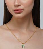 Zariin Gold Dipped In Her Footsteps Green Onyx Pendant Necklace