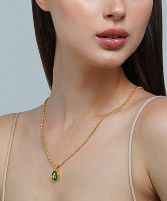 Zariin Gold Dipped In Her Footsteps Green Onyx Pendant Necklace 2