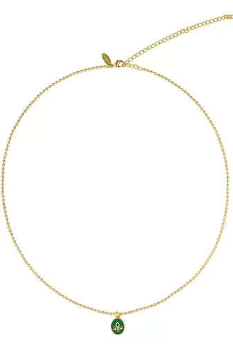 Zariin Gold Dipped In Her Footsteps Green Onyx Pendant Necklace