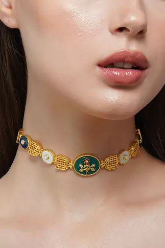 Zariin Gold Dipped Glory of Tradition Choker Necklace