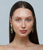 Zariin Gold Dipped Gradnma's Treasure Green Onyx Statement Earrings