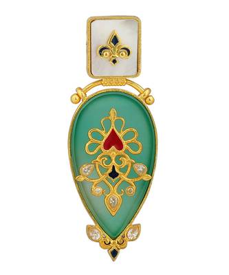 Zariin Gold Dipped Gradnma's Treasure Green Onyx Statement Earrings 5