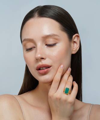 Zariin Gold Dipped Style Never Fades Green Onyx Ring 1
