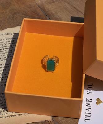 Zariin Gold Dipped Style Never Fades Green Onyx Ring 3
