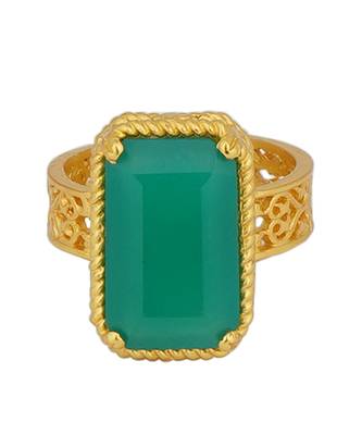 Zariin Gold Dipped Style Never Fades Green Onyx Ring 4