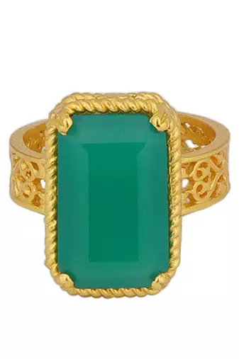 Zariin Gold Dipped Style Never Fades Green Onyx Ring