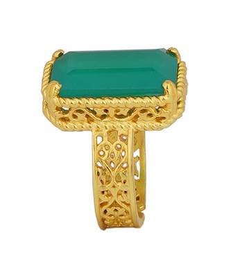 Zariin Gold Dipped Style Never Fades Green Onyx Ring 5