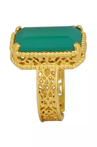 Zariin Gold Dipped Style Never Fades Green Onyx Ring