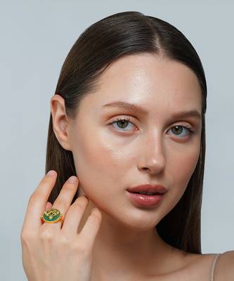 Zariin Gold Dipped Reflection of You Green Onyx Statement Ring 1