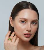 Zariin Gold Dipped Reflection of You Green Onyx Statement Ring