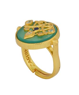 Zariin Gold Dipped Reflection of You Green Onyx Statement Ring 4