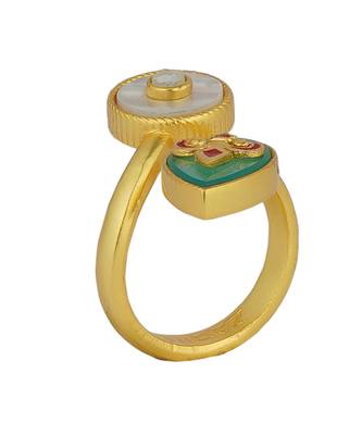 Zariin Gold Dipped Vintage Queen Open Ring 4
